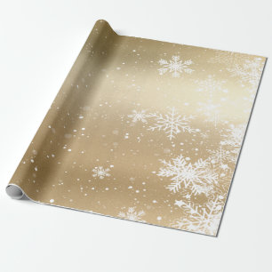 Papier Cadeau Flocon de neige élégant Or Vacances