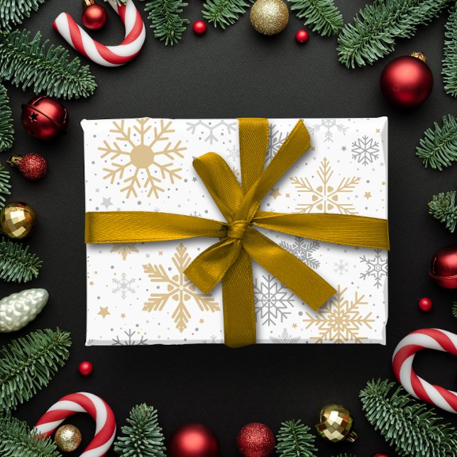 Papier Cadeau Flocon de neige et cercle Noël (Snowflake and circle Christmas Wrapping Paper)