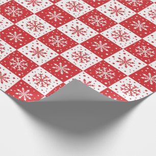 Papier Cadeau Flocon de neige et Motif de neige (rouge)