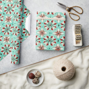 Papier Cadeau Flocon de neige géométrique motif kaléidoscope de 