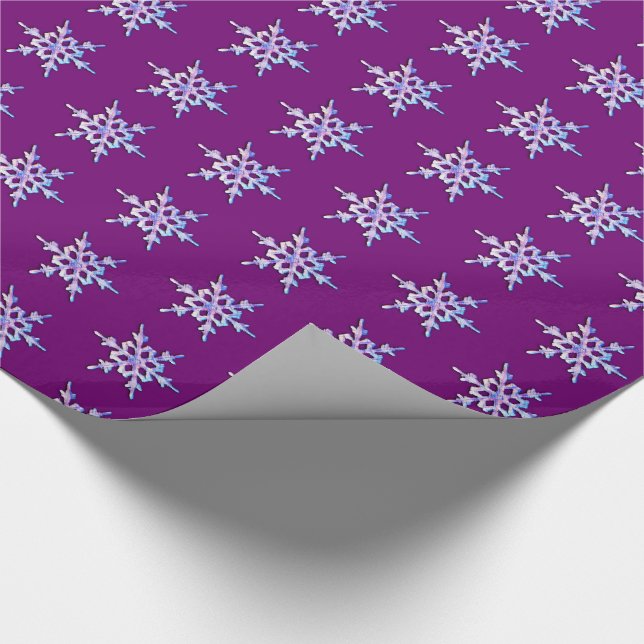 Papier Cadeau Flocon de neige Iridescente sur améthyste violet (Coin)