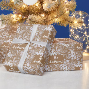 Papier Cadeau Flocon de neige Kraft personnalisé Noël