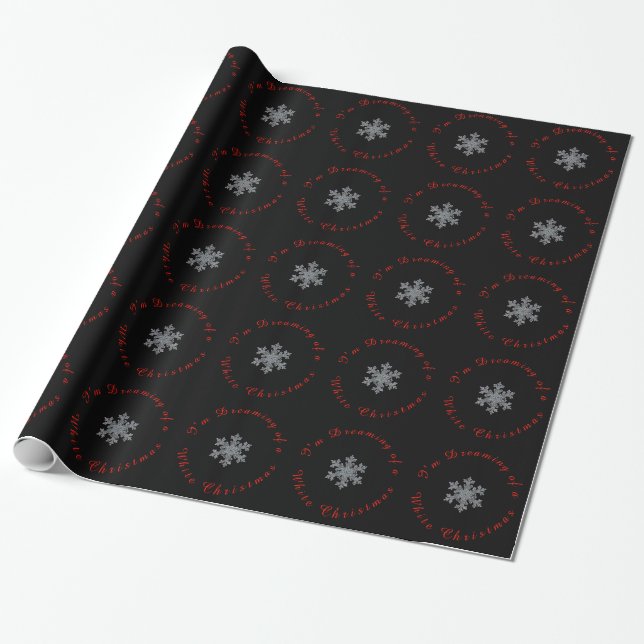 Papier Cadeau Flocon de neige moderne Je rêve d'un Noël blanc (Déroulé)