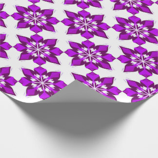Papier Cadeau ❄ Flocon de neige Motif de carreau violet d'hiver 