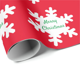 Papier Cadeau Flocon de neige Motif Rouge Vert blanc Joyeux Noël