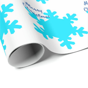 Papier Cadeau Flocon de neige Motifs Bleu Blanc Joyeux Noël