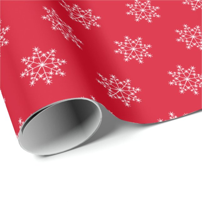 Papier Cadeau Flocon de neige Noël Motif Noël Rouge Fête (Coin rond)