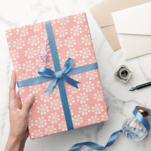 Papier Cadeau Flocon de neige rétro sur rose Rose