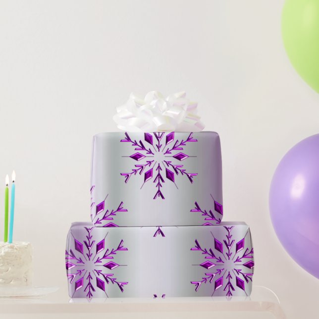 Papier Cadeau Flocon de neige violet de Noël (Créateur téléchargé)