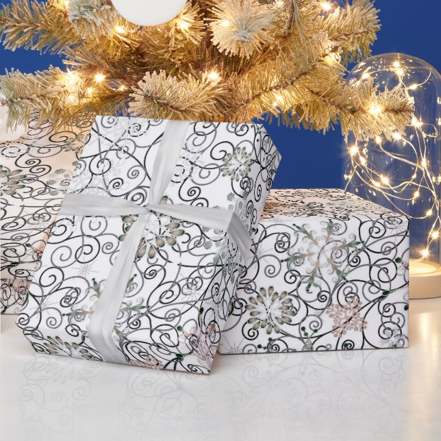 Papier Cadeau Flocon de Noël emballage motif de vacances (Vacances)