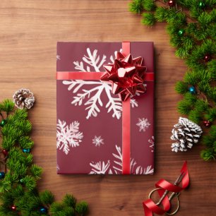 Papier Cadeau Flocon rouge