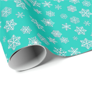 Papier Cadeau Flocons de neige à trois dimensions blancs sur un