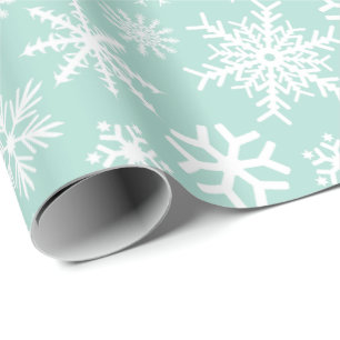 Papier Cadeau Flocons de neige blancs verts en bon état