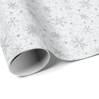 Papier Cadeau Flocons de neige minimalistes gris Noël