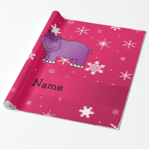 Papier Cadeau Flocons de neige nommés personnalisés de rose