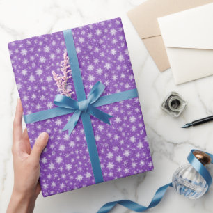 Papier Cadeau Flocons de neige simples violet blanc d'hiver aqua
