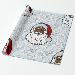 Papier Cadeau flocons noirs africains de père Noël