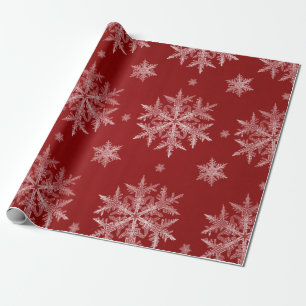 Papier Cadeau Flocons Rouges Fêtes de Noël