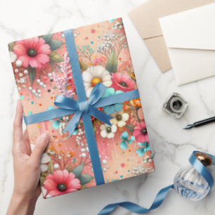 Papier Cadeau Floraison de pétale de pêche