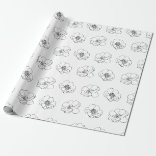 Papier Cadeau Floral blanc et noir