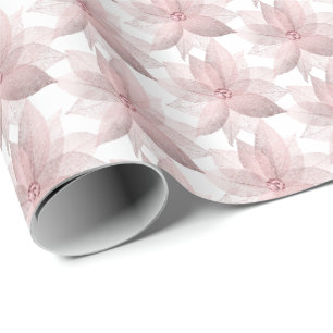 Papier Cadeau Floral Blanc Nouvel Enfant Fête Anniversaire Blanc