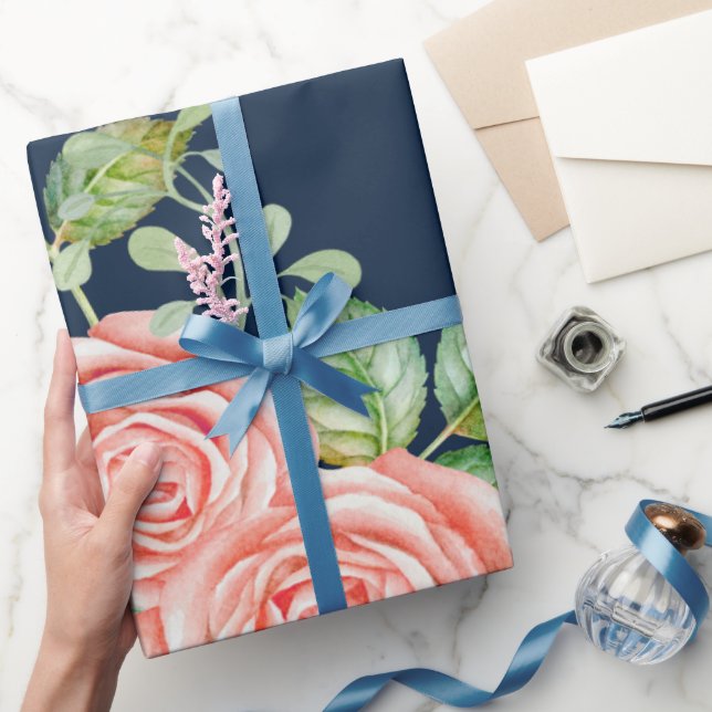 Papier Cadeau Floral bleu bleu bleu marine (Cadeaux)