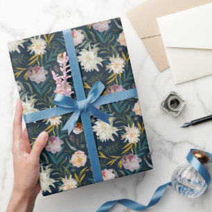 Papier Cadeau Floral Blooms Marine Peint