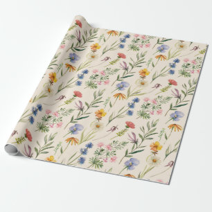 Papier Cadeau Floral Boho minimaliste fleur sauvage