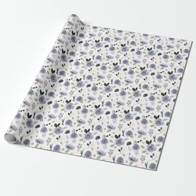 Papier Cadeau Floral Classic violet Motif (Déroulé)