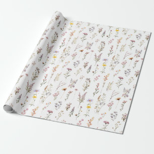 Papier Cadeau Floral de Fête des mariées Fleur sauvage violette 