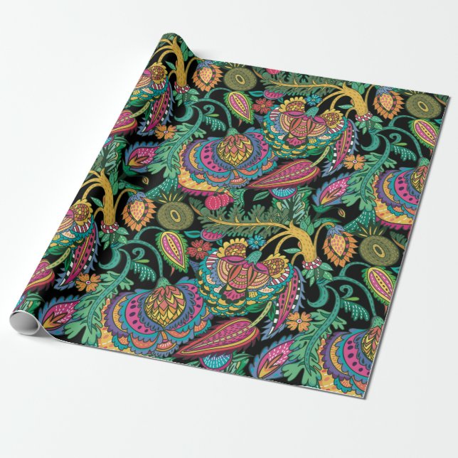 Papier Cadeau Floral décoratif (Déroulé)