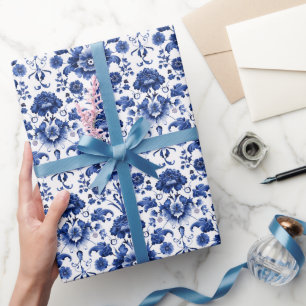 Papier Cadeau Floral Delft Blue II
