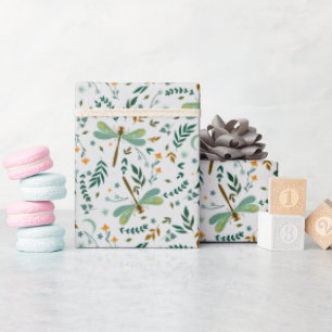 Papier Cadeau Floral Dragonfly Ferns Cadeau Motif Feuille