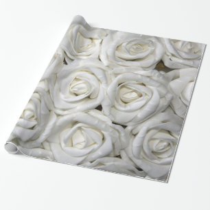 Papier Cadeau Floral élégant abstrait de jardin de roses blanc