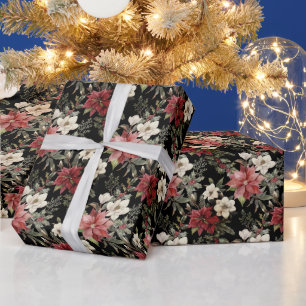 Papier Cadeau Floral Elegant Aquarelle Joyeux Noël