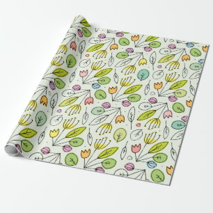 Papier Cadeau Floral en pastel et feuille 2