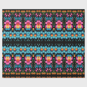 Papier Cadeau Floral Folk Art Moderne