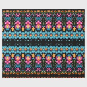 Papier Cadeau Floral Folk Art Moderne
