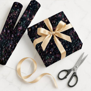 Papier cadeau floral gothique maximaliste orchidée