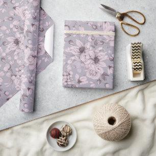 Papier Cadeau Floral Lavande Poussiéreux