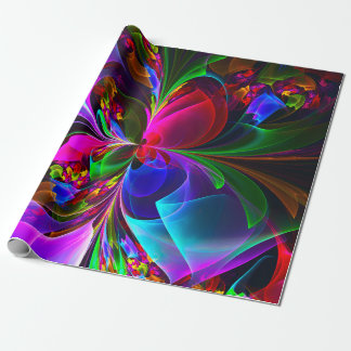 Papier Cadeau Floral moderne Art Abstrait Rouge Bleu Motif #12