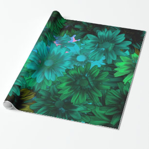 Papier Cadeau Floral moderne vert