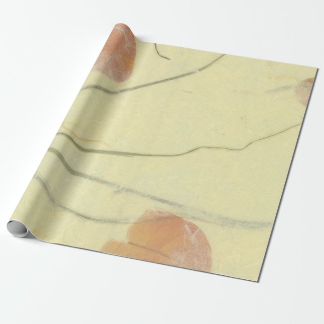Papier Cadeau Floral naturel Kraft Terre Poppes Pétales Mulberry (Déroulé)