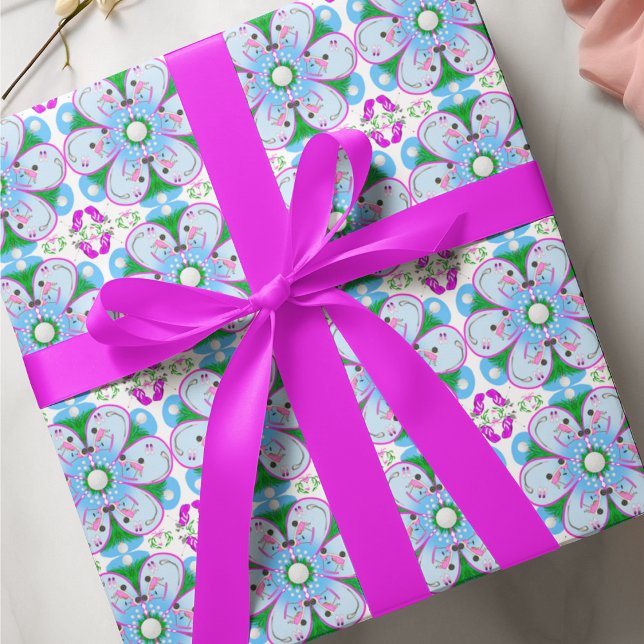 Papier Cadeau Floral Pink Motif de golf (Créateur téléchargé)