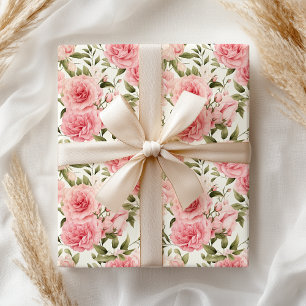 Papier Cadeau Floral rose pastel
