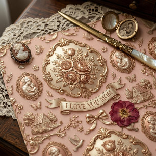 Papier cadeau floral rose pour la fête des Mères
