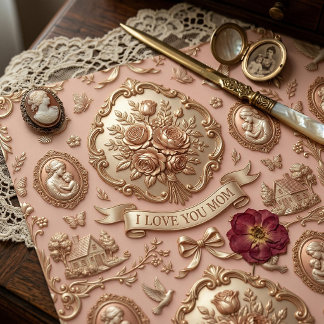 Papier cadeau floral rose pour la fête des Mères