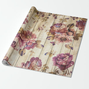 Papier Cadeau Floral Rose vintage