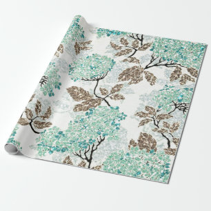 Papier Cadeau Floral scintillant d'Aqua terreux