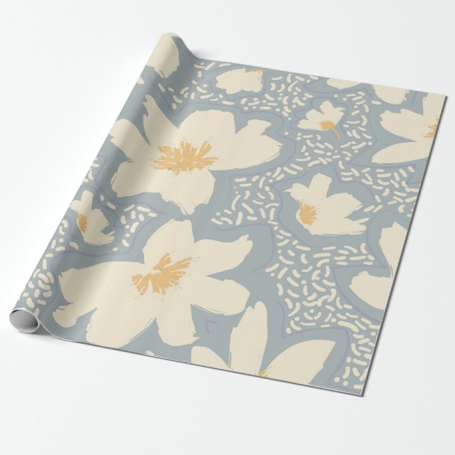 Papier Cadeau Floral seamless pattern with lines and abstract ha (Déroulé)